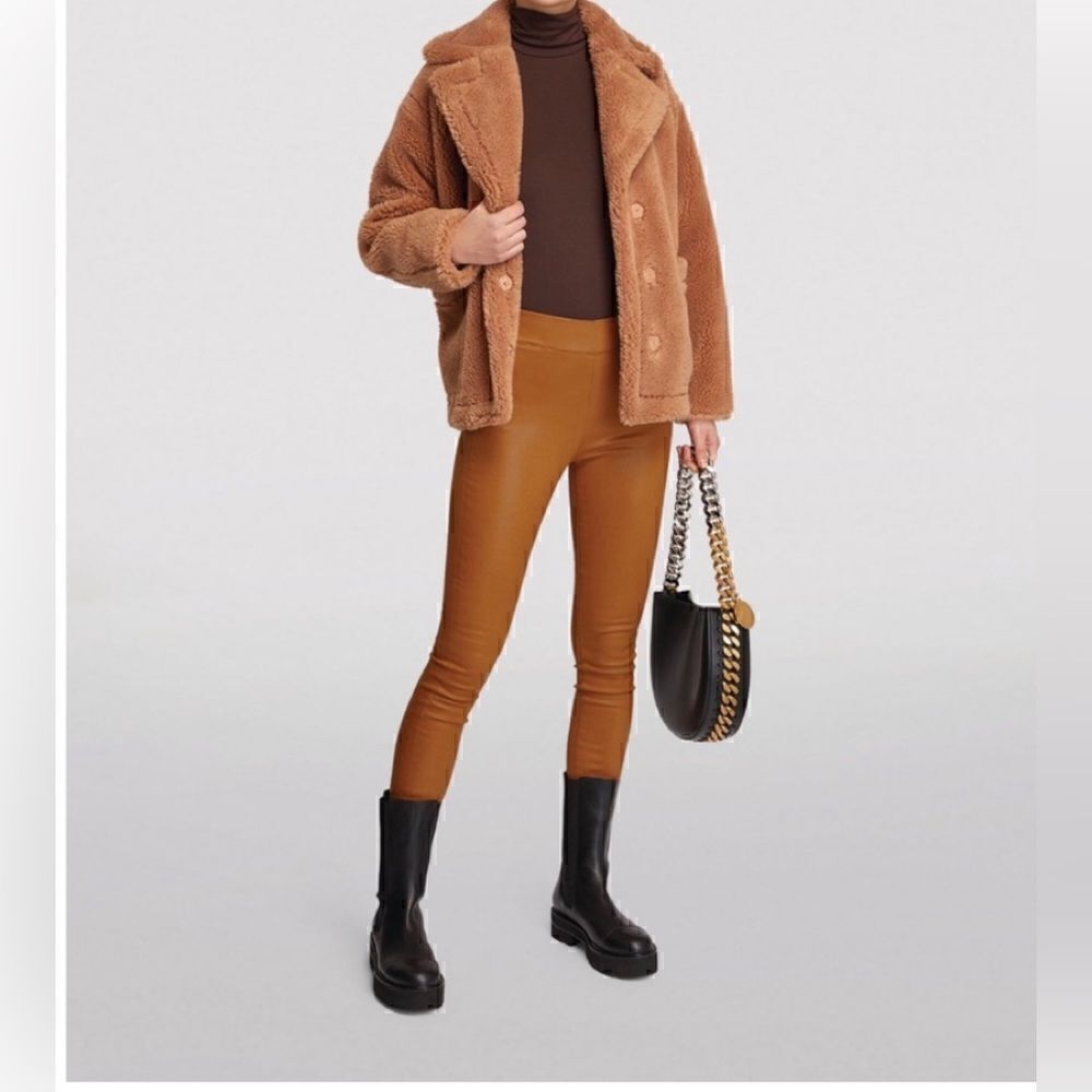 L’AGENCE coated skinny jeans in tan Rochelle high rise pull on legging. L/G - Picture 2 of 9